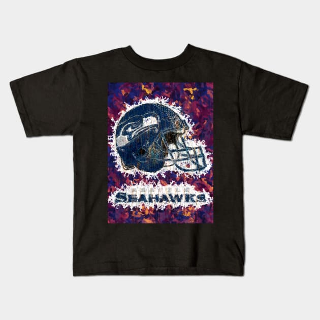 seahawks abstract Kids T-Shirt by PrintstaBee